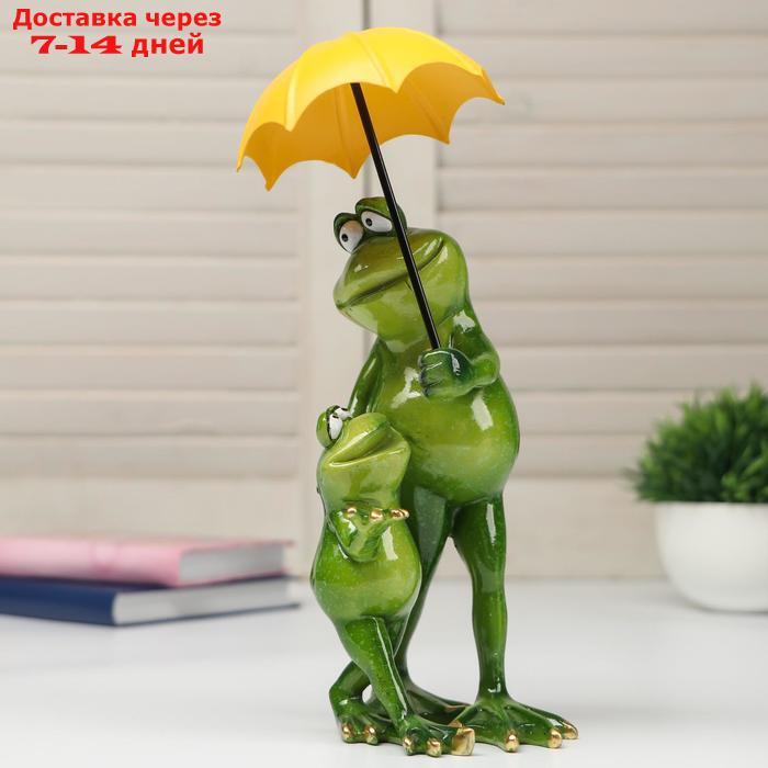 Сувенир полистоун лак "Лягуха с сыном под зонтом" 22,5х9х11 см - фото 1 - id-p215362397