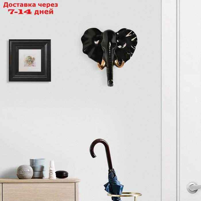 Декор настенный-вешалка "Слон" 11 x 10,5 см, черный - фото 2 - id-p215362402