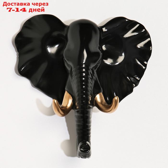 Декор настенный-вешалка "Слон" 11 x 10,5 см, черный - фото 3 - id-p215362402