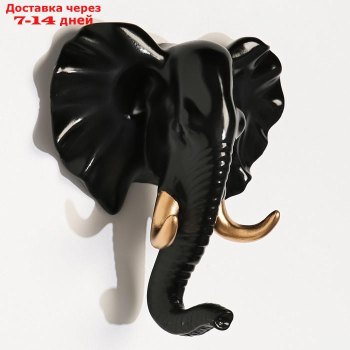Декор настенный-вешалка "Слон" 11 x 10,5 см, черный - фото 4 - id-p215362402