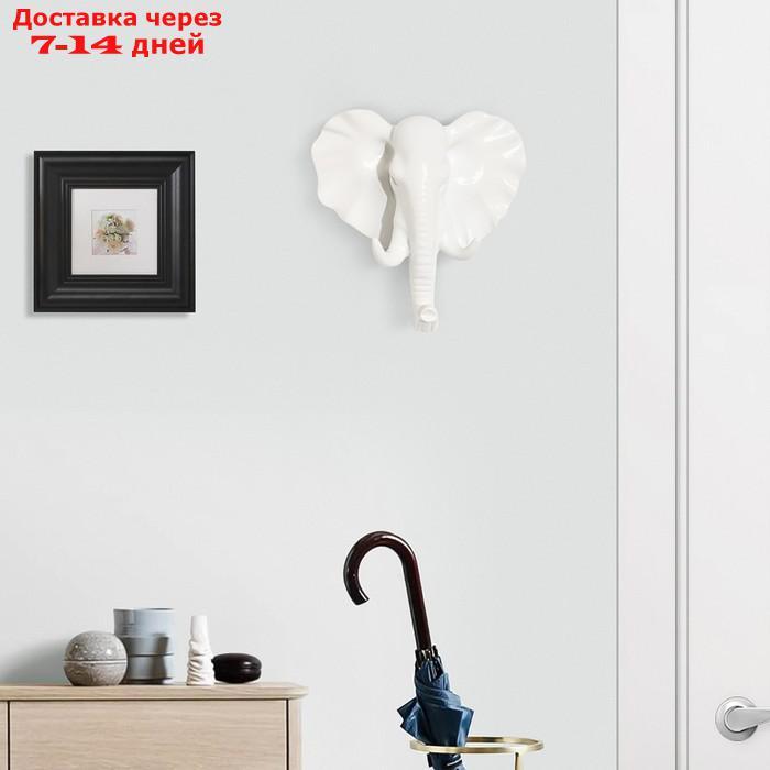Декор настенный-вешалка "Слон" 11 x 10,5 см, белый - фото 2 - id-p215362404