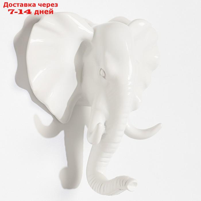 Декор настенный-вешалка "Слон" 11 x 10,5 см, белый - фото 4 - id-p215362404