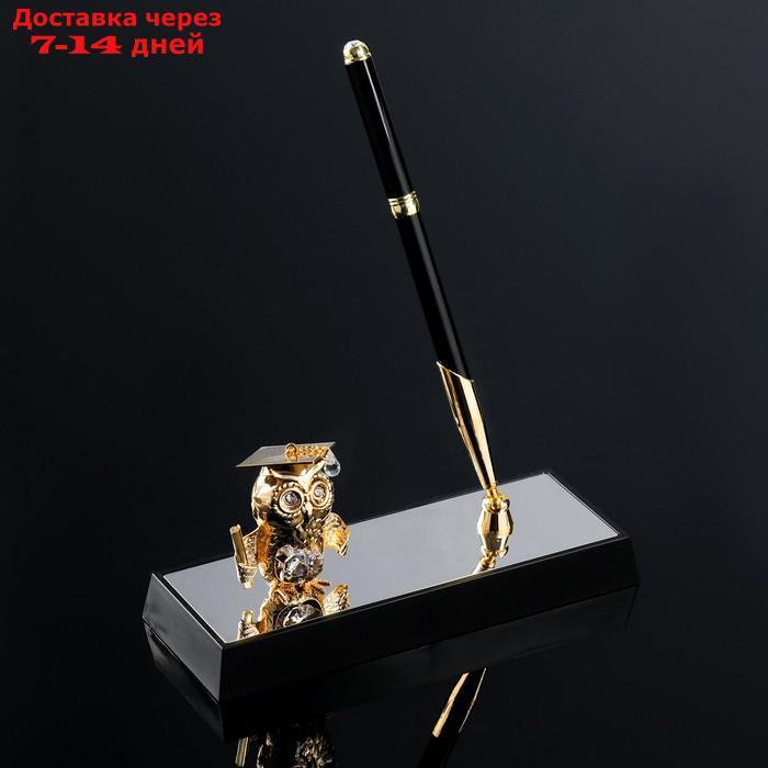 Ручка на подставке "Сова", 16×6×19 см, с кристаллами Сваровски - фото 1 - id-p215356965
