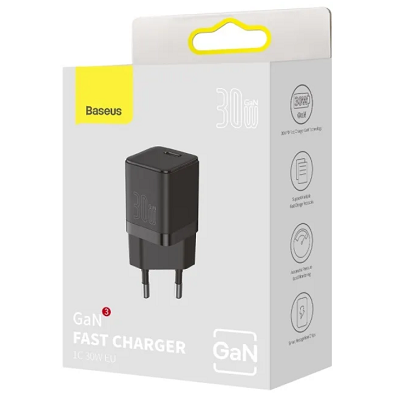 Сетевое зарядное устройство Baseus GAN3 Fast Charger 1C 30W EU (CCGN010101) черное - фото 5 - id-p215398196