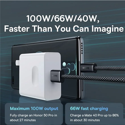 Кабель для быстрой зарядки Baseus Dynamic Series Fast Charging Data Cable USB to Type-C 100W 1м (CALD000616) - фото 3 - id-p215398228