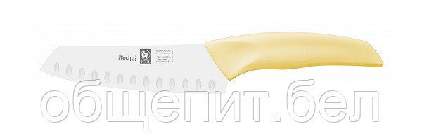 Нож японский Santoku 140/260 мм. с бороздками, желтый I-TECH Icel /1/12/ - фото 1 - id-p215237672