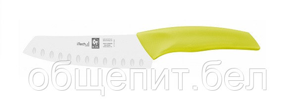 Нож японский Santoku 140/260 мм. с бороздками, салатовый I-TECH Icel /1/12/ - фото 1 - id-p215237673