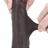Черный фаллоимитатор на присоске Lovetoy Sliding-Skin Dual Layer Dong 18 см, фото 8