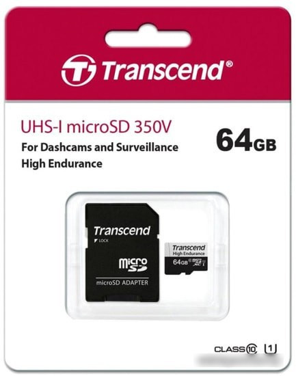 Карта памяти Transcend microSDXC TS64GUSD350V 64GB (с адаптером) - фото 3 - id-p215409188