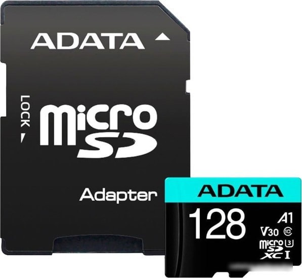 Карта памяти A-Data Premier Pro AUSDX128GUI3V30SA2-RA1 microSDXC 128GB (с адаптером) - фото 1 - id-p215409211