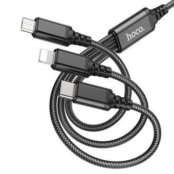 Кабель X76 3-in-1 Super charging cable(iP+Type-C+Micro) черный - фото 1 - id-p215425397