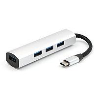 Адаптер - переходник - хаб USB3.1 Type-C - 4x USB3.0, серебро 555067