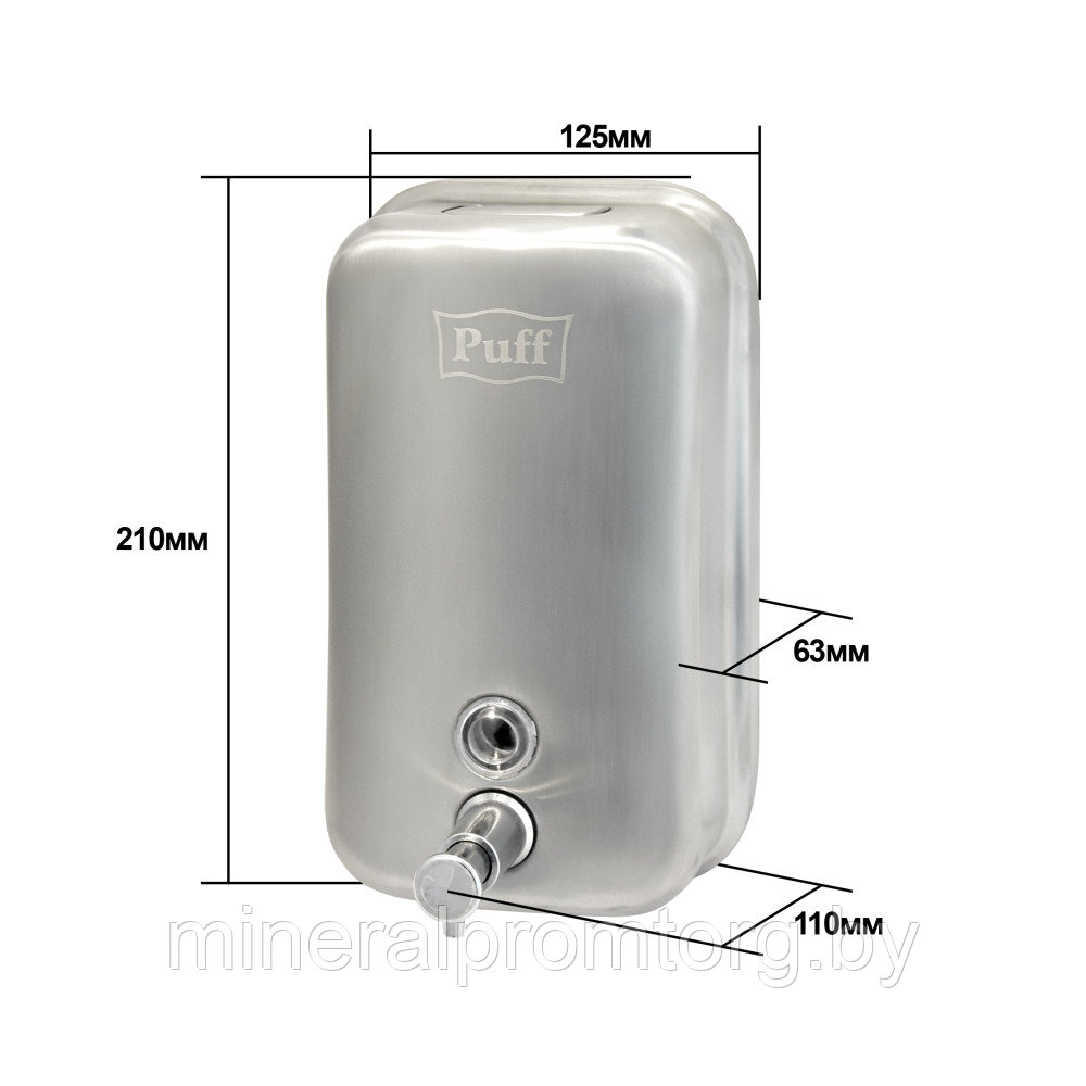 Дозатор для жидкого мыла Puff-8615m нержавейка, 1000мл (матовый) - фото 9 - id-p164030778
