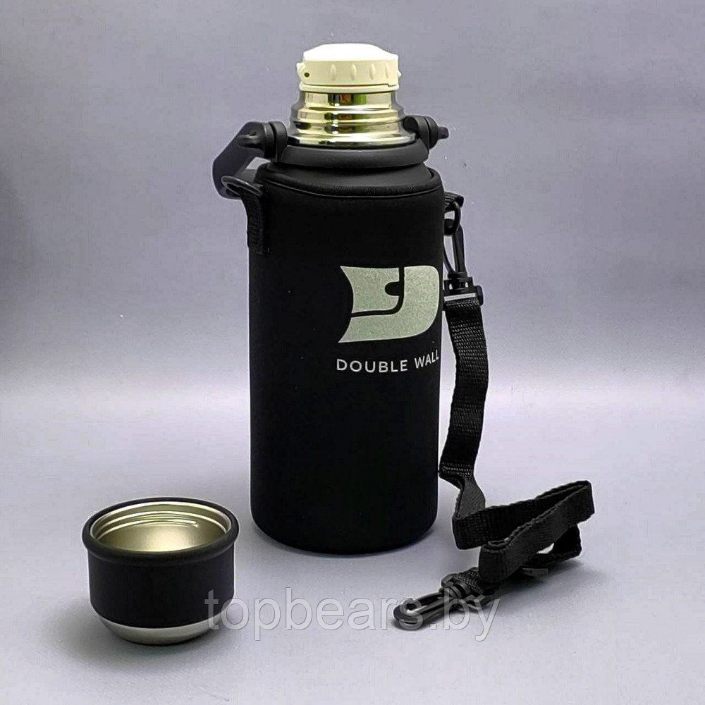 Термос вакуумный 1200 мл. в чехле, с ситечком, ручкой, клапаном, чашкой / Нержавеющая сталь - фото 9 - id-p215427497
