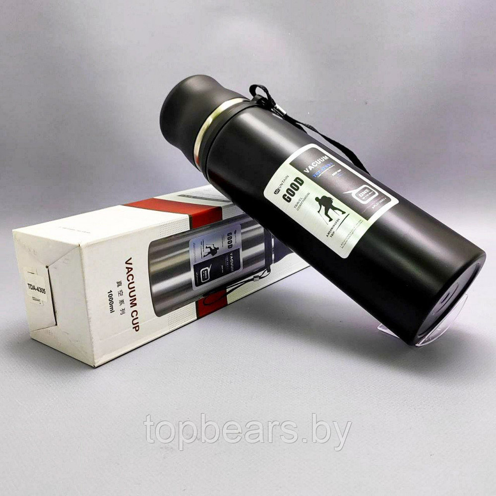 Термос вакуумный 1000 мл. Vacuum Cup из нержавеющей стали, чашка, клапан - фото 5 - id-p215427498