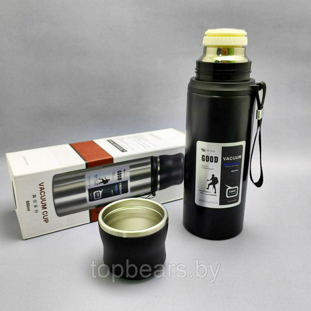 Термос вакуумный 800 мл. Vacuum Cup из нержавеющей стали, чашка, клапан - фото 4 - id-p215427499