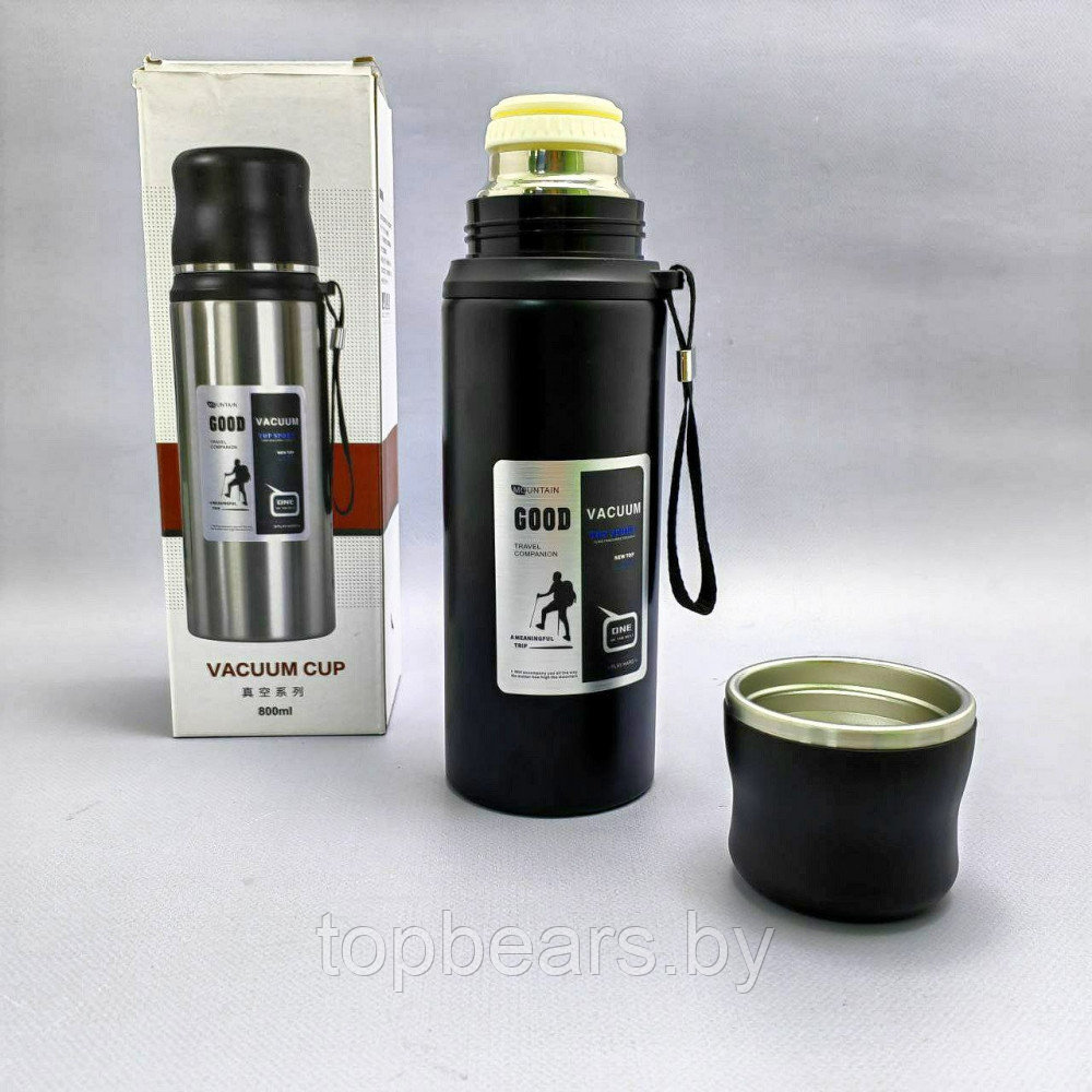 Термос вакуумный 800 мл. Vacuum Cup из нержавеющей стали, чашка, клапан - фото 10 - id-p215427499