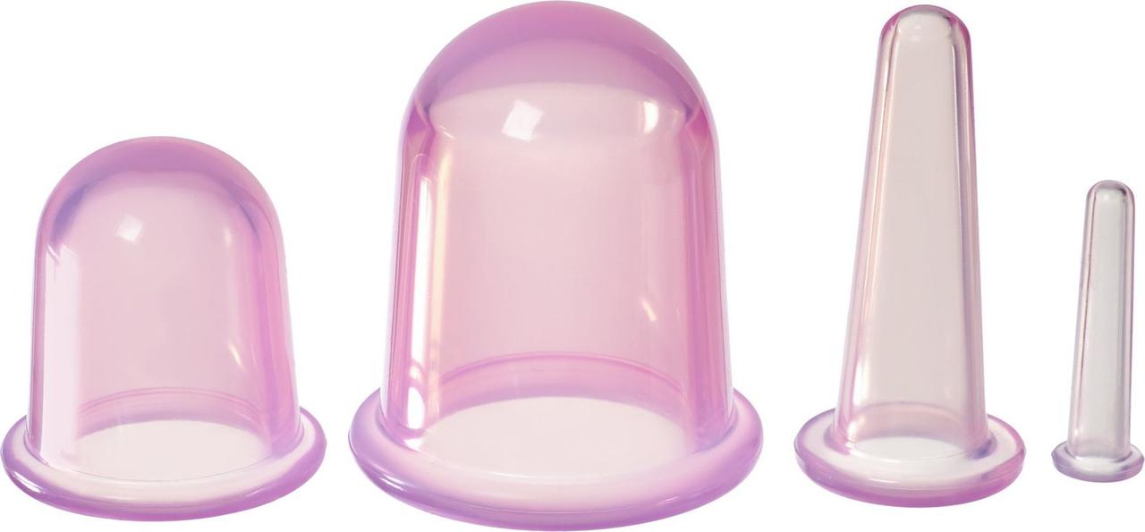 Силиконовые банки для вакуумного массажа лица и тела, 4 шт. (4 pcs Cupping set, light pink)