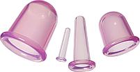 Силиконовые банки для вакуумного массажа лица и тела, 4 шт. (4 pcs Cupping set, light pink), фото 6