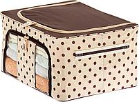 Органайзер для вещей на каркасе 40х30х20см, бежевый с коричневым (Foldable Storage Bag brown), фото 3