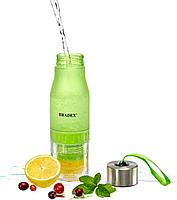 Бутылка для воды с соковыжималкой 0,6 л, салатовая (Lemon cup), фото 6