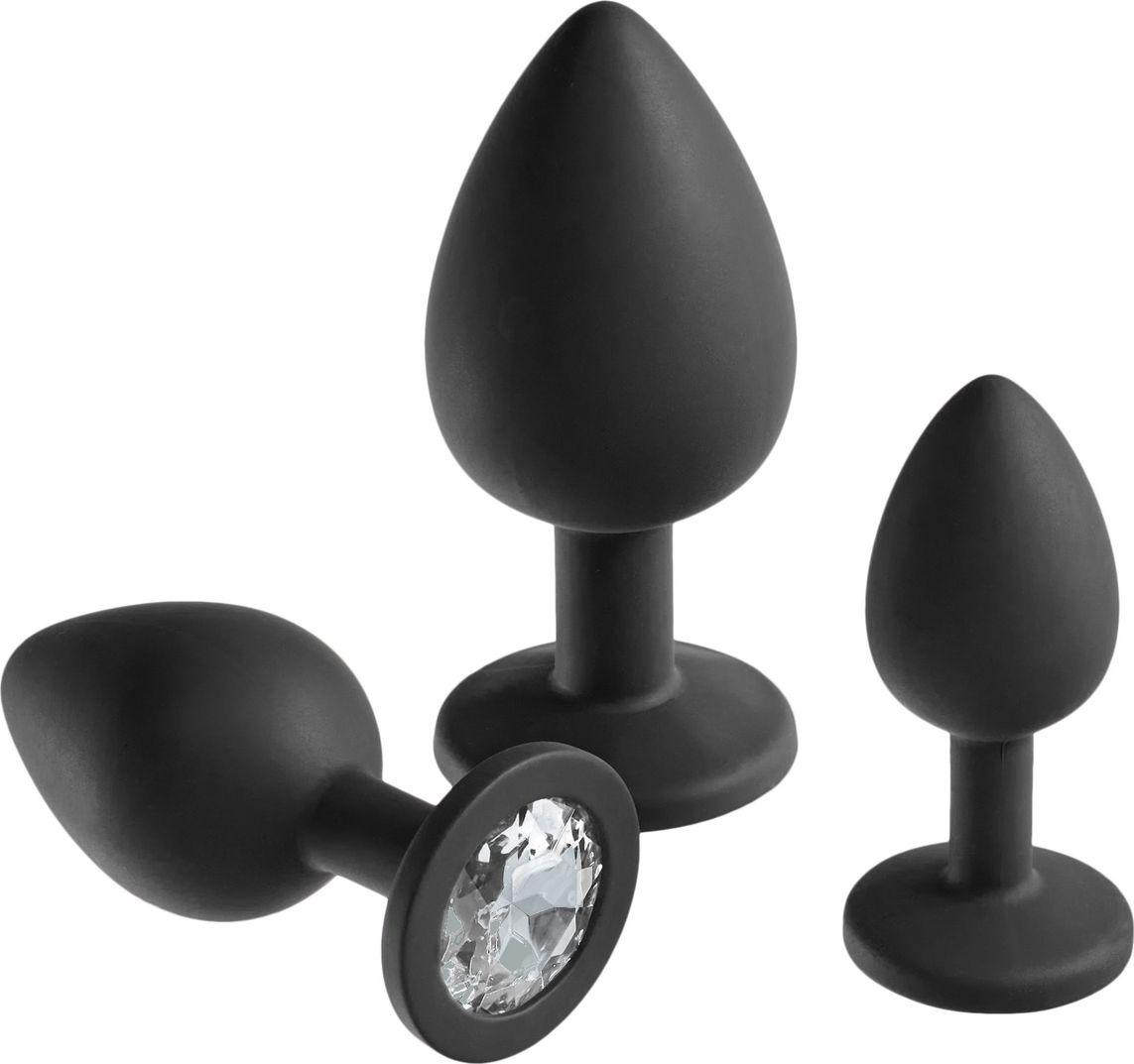 Набор анальных пробок 3 шт. Candy An. Set (Three-piece butt plug set / black, black flannel)