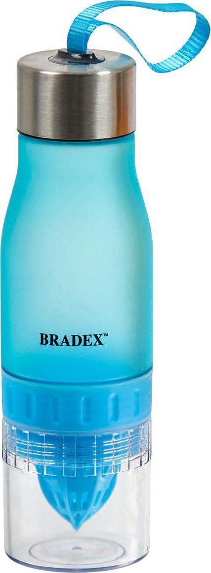 Бутылка для воды с соковыжималкой 0,6 л, голубая (Lemon cup)