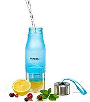 Бутылка для воды с соковыжималкой 0,6 л, голубая (Lemon cup), фото 6