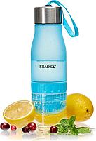 Бутылка для воды с соковыжималкой 0,6 л, голубая (Lemon cup), фото 7