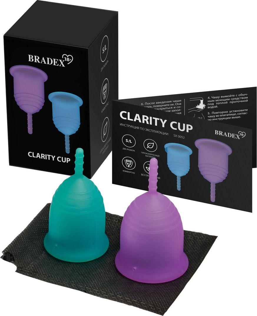 Набор менструальных чаш Clarity Cup, 2 шт. (S+L) (Menstrual cup 2 pcs (L size purple color+S size light blue