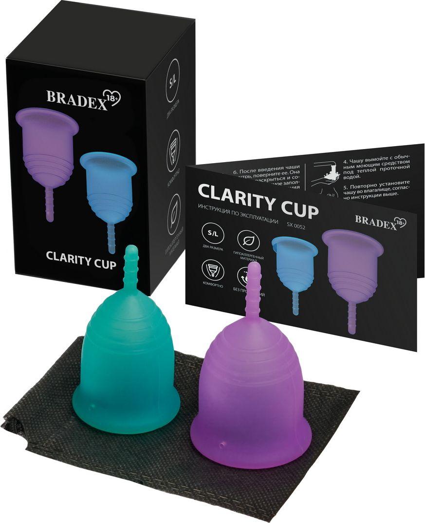 Набор менструальных чаш Clarity Cup, 2 шт. (S+L) (Menstrual cup 2 pcs (L size purple color+S size light blue - фото 1 - id-p215425822