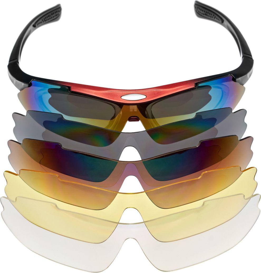 Очки спортивные солнцезащитные с 5 сменными линзами в чехле, красные (Sport Sunglasses, red) - фото 2 - id-p215425829