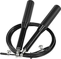 Скакалка скоростная металлическая, черная (speed jump rope), фото 2