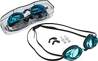 Очки для плавания, серия "Спорт", черные цвет линзы - голубой (Swimming goggles), фото 6