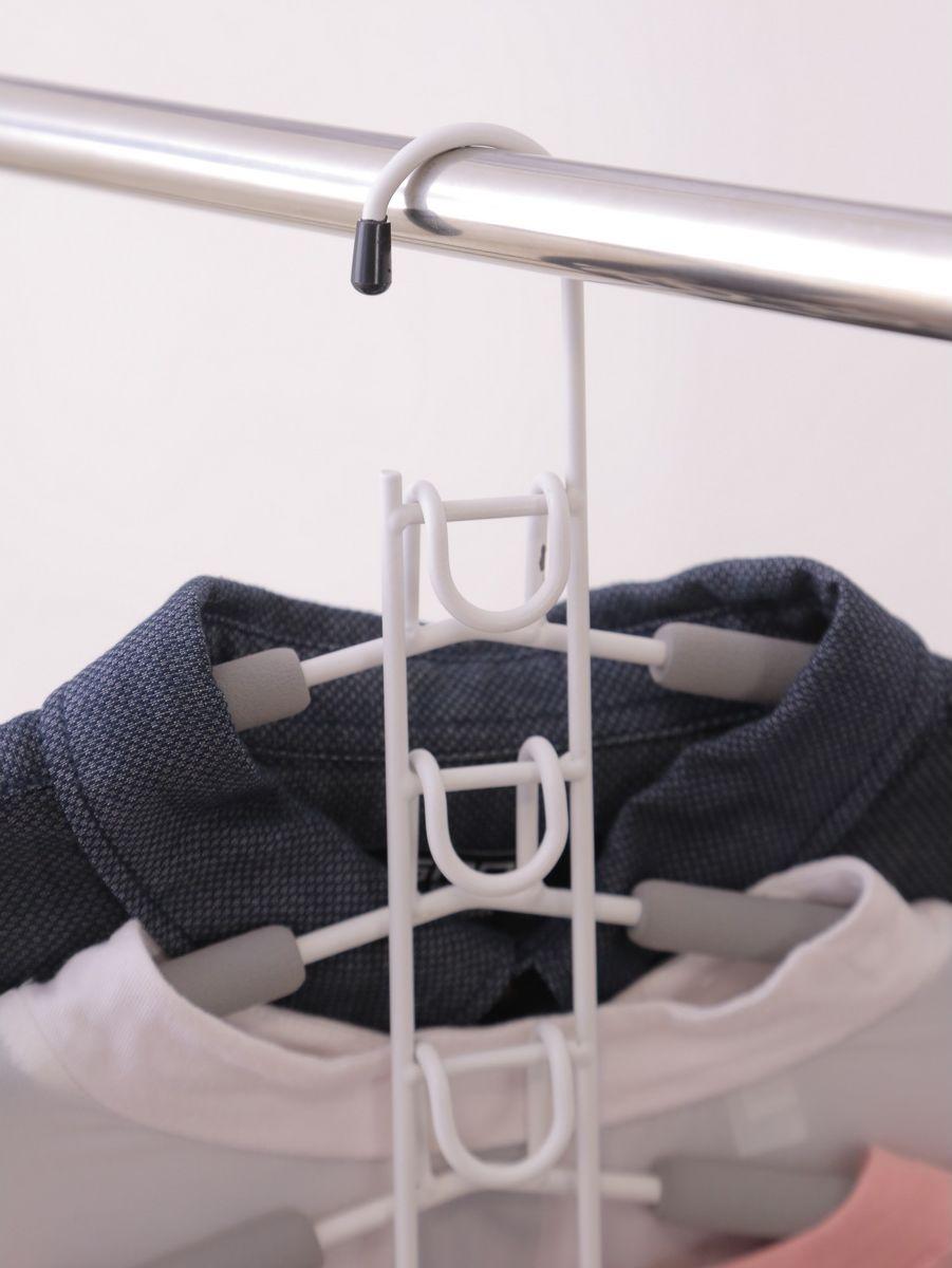 Вешалка-трансформер для одежды 5 в 1, 38x40, «ГИНГО», металл, пена, серая (clothes hanger, grey) - фото 7 - id-p215426004