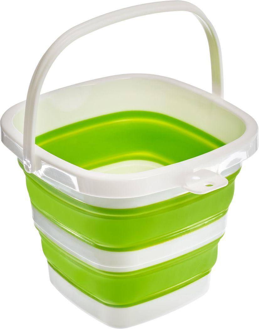 Ведро складное квадратное 5л зеленое (5L foldable Square bucket Green Panton 375C)