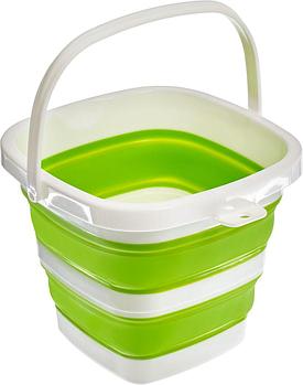 Ведро складное квадратное 5л зеленое (5L foldable Square bucket Green Panton 375C)