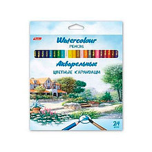 Карандаши цветные акварельные Hatber Пейзаж, 24 цв., заточенные