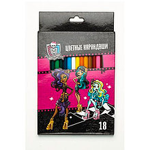 Карандаши цветные Hatber Monster High, 18 цв., заточенные
