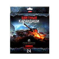 Карандаши цветные Hatber World of tanks, 24 цв., заточенные