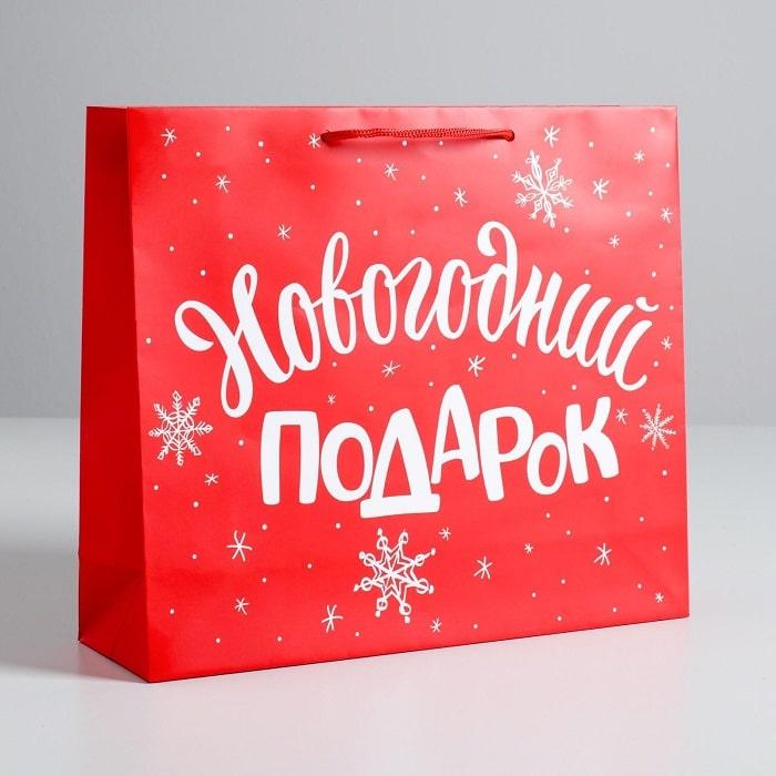 Подарочный горизонтальный пакет «Новогодний сюрприз» 30 × 26 × 9 см - фото 1 - id-p215427358