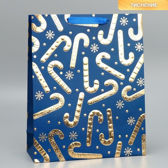 Подарочный пакет «Новогодние леденцы» 26 × 32 × 10 см - фото 1 - id-p215427361
