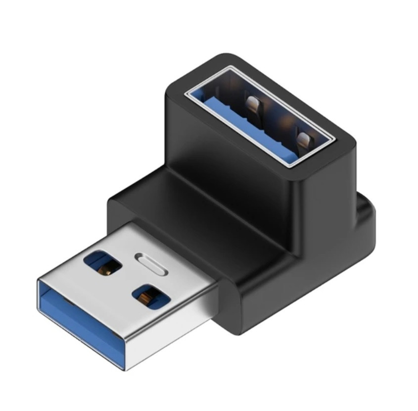 Переходник USB - USB(папа-мама) под прямым углом 90 градусов, v3.0 - фото 1 - id-p215435578