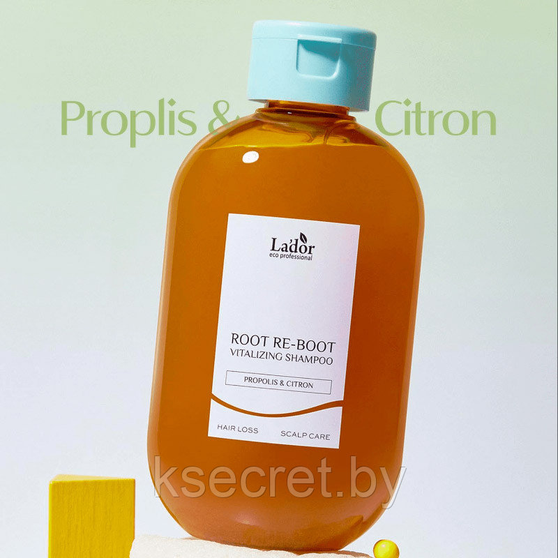Шампунь для сухой кожи головы с прополисом Lador Root Re-Boot Vitalizing Shampoo Propolis Citron 300мл - фото 3 - id-p215436315