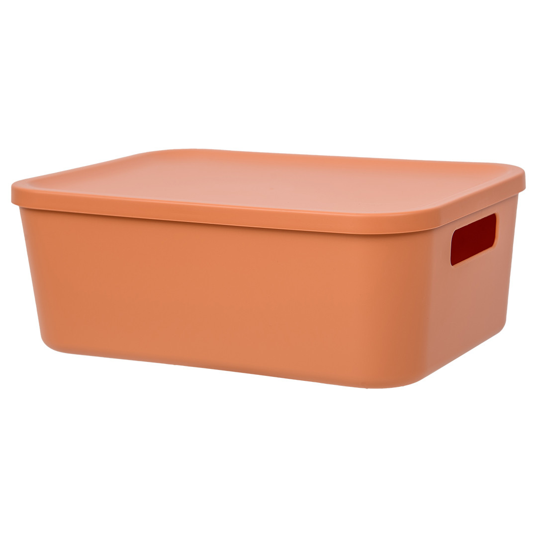 Корзина пластиковая для хранения "Оптима", 26,5х18,5х10 см, оранжевый - фото 1 - id-p214603639