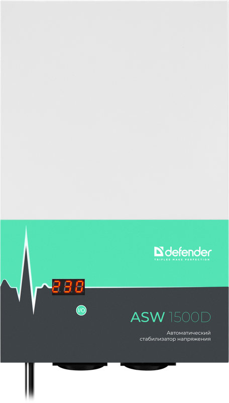 Стабилизатор напряжения 900Вт - Defender ASW 1500D, настенный, толщина 65мм, 2 розетки (евро с заземлением) - фото 4 - id-p215447881