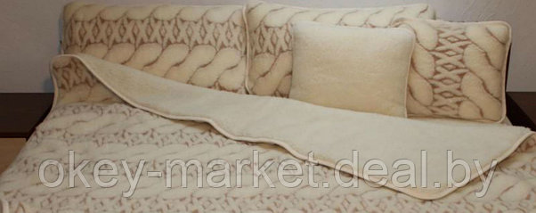 Шерстяное одеяло KASHMIR Косичка двухслойное. Размер 200х200, фото 2