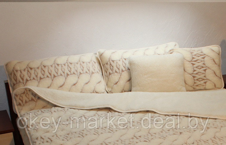 Шерстяная подушка с открытым ворсом KASHMIR Косичка  . Размер 40х45, фото 2