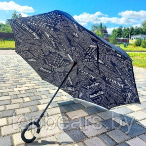 NEW Зонт наоборот двухсторонний UpBrella (антизонт) / Умный зонт обратного сложения Черная газета