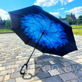 NEW Зонт наоборот двухсторонний UpBrella (антизонт) / Умный зонт обратного сложения Синяя роза - фото 1 - id-p207594124